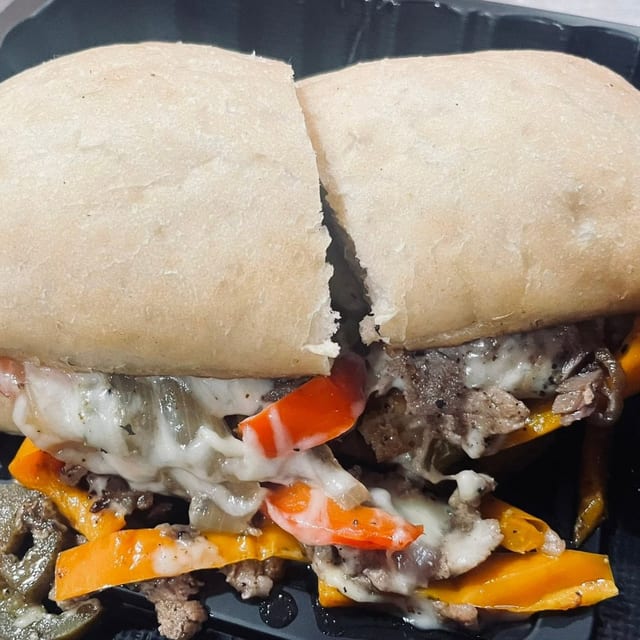Prime Rib Philly Steak Sandwich.