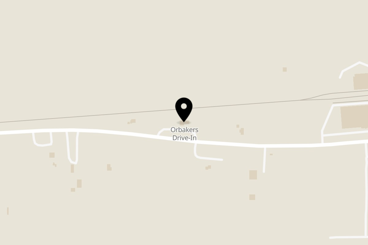 Map showing the location of Orbakers Drive In Restaurant on 4793 NY 104 in Williamson